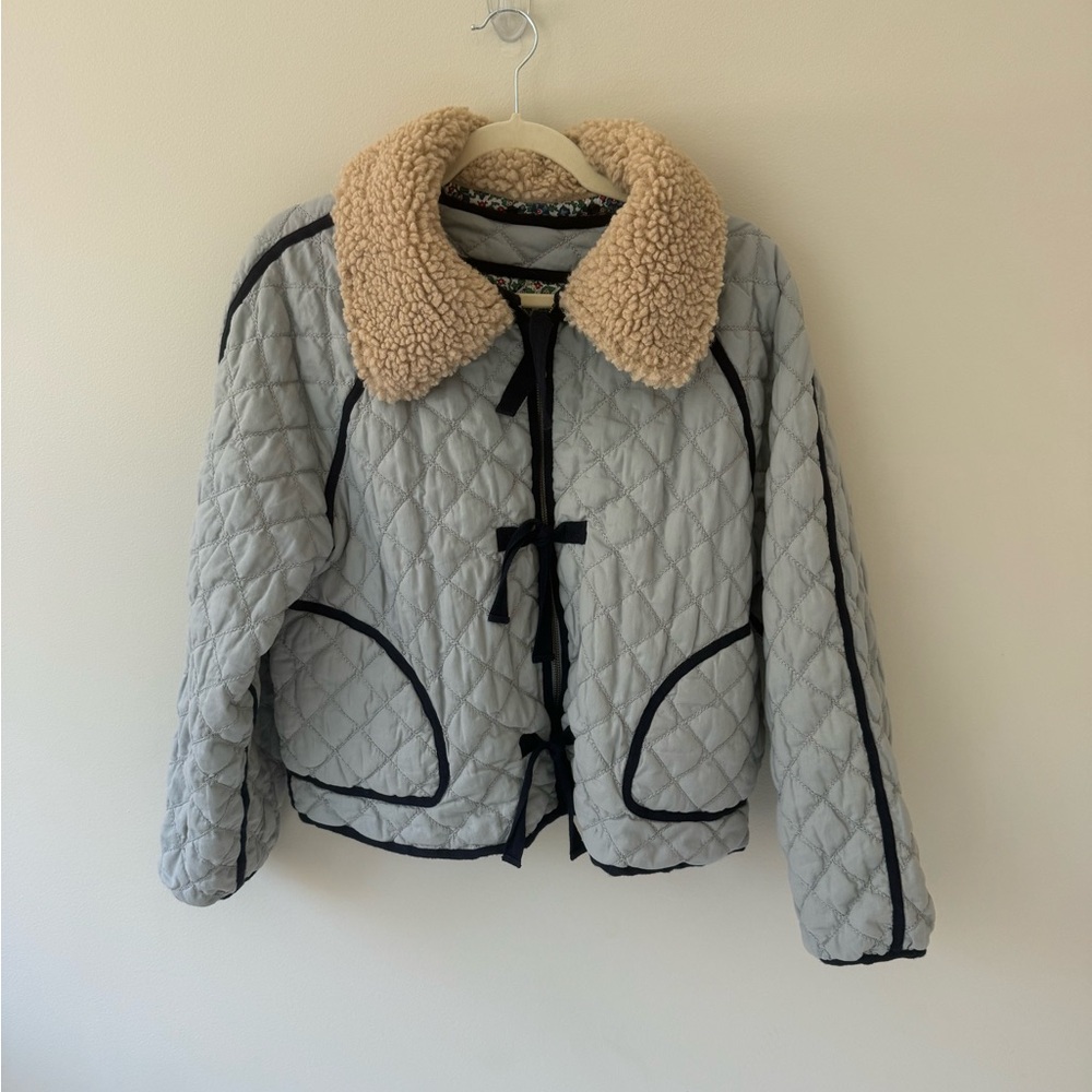 THE GREAT.  women’s quilted reversible jacket with Sherpa collar size 2